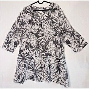 Habitat Clothes To Live In Linen Top/Bathing Suit Cover Beachy Lagenlook Sz XL